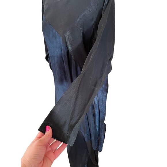 Coco + Juan Maxi Asymmetrical Black Navy Long Sleeve Dress - Picture 4 of 11